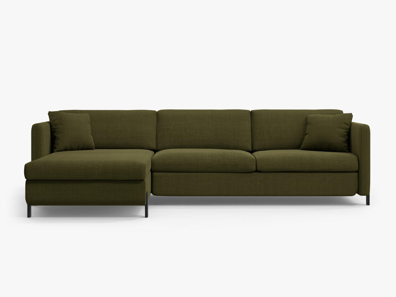 ECKSOFA ausklappbar links mit Container Gloria aus strukturiertem Stoff grün 5 Sitzplätze - Grün, Textil (170/280cm) - Micadoni