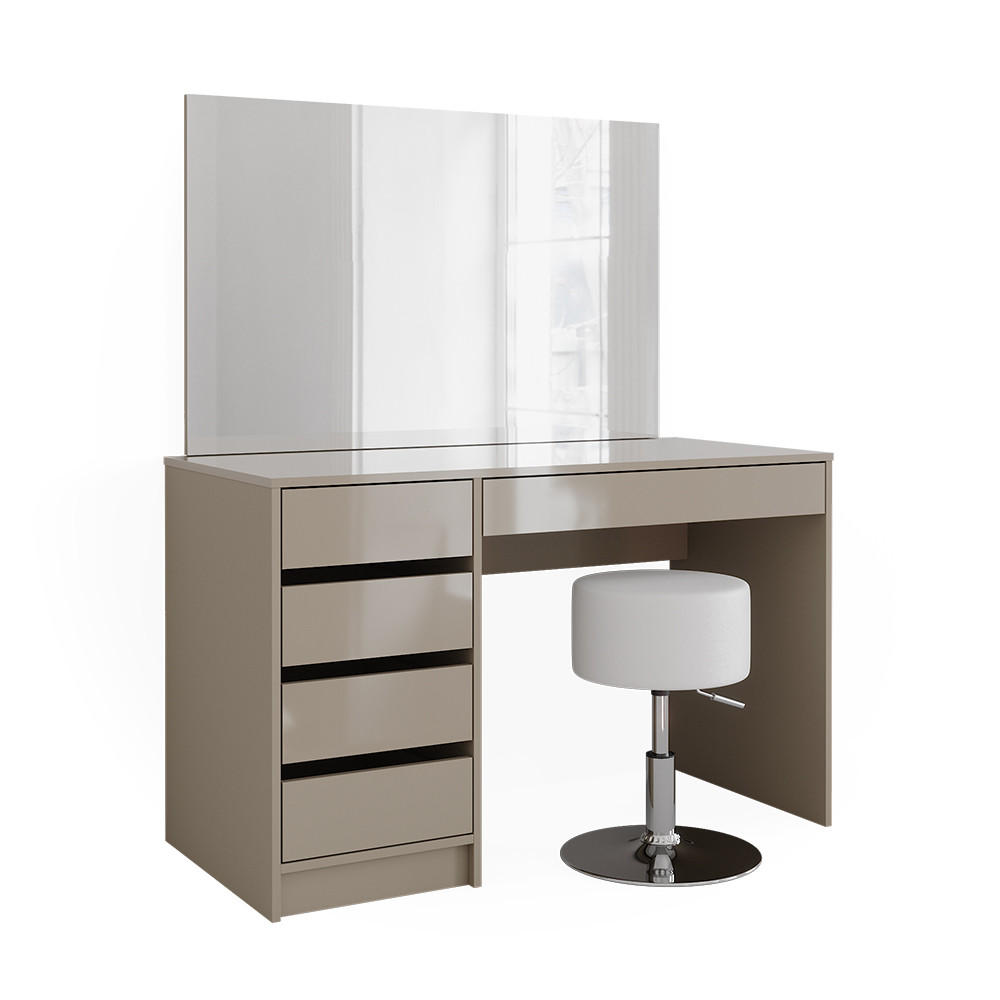 SCHMINKTISCH-SET Sherry Greige 120 cm mit Hocker - Greige, Holzwerkstoff (120/75/55cm) - Vicco