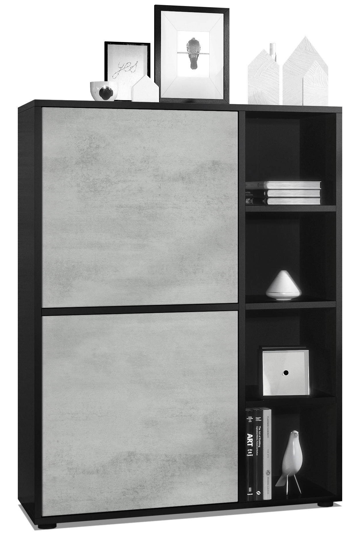 HIGHBOARD Cuba Türen in Beton Oxid Optik - Hellgrau, Holzwerkstoff (79/105.5/35.5cm) - Vladon