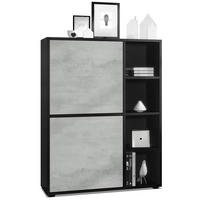 HIGHBOARD Cuba Türen in Beton Oxid Optik - Hellgrau, Holzwerkstoff (79/105.5/35.5cm) - Vladon