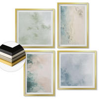 WANDBILDER 4er Set - 50x50 cm & 40x60 cm Goldrahmen - Aquarell-Leinwandstil - Goldfarben, Kunststoff (50/50cm) - ArtPrintCave