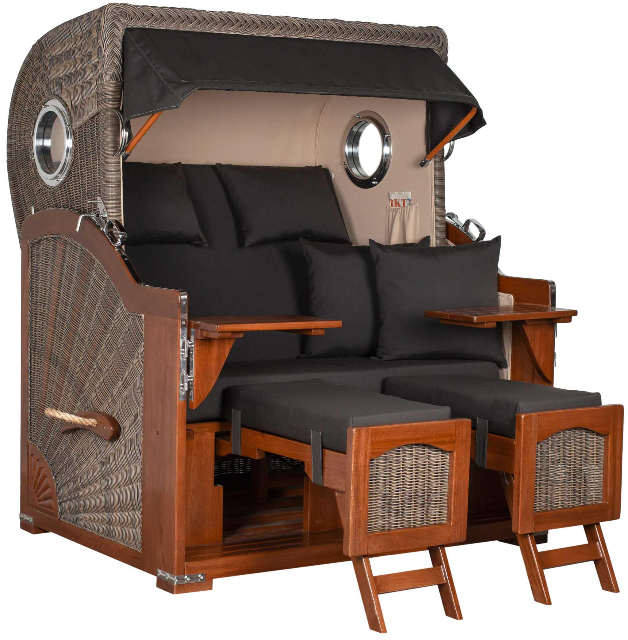 STRANDKORB XXL Düne Grande 2,5 Sitzer - Anthrazit/Schwarz, Metall (142/170/95cm) - Mr. Deko