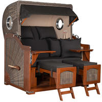 STRANDKORB XXL Düne Grande 2,5 Sitzer - Anthrazit/Schwarz, Metall (142/170/95cm) - Mr. Deko