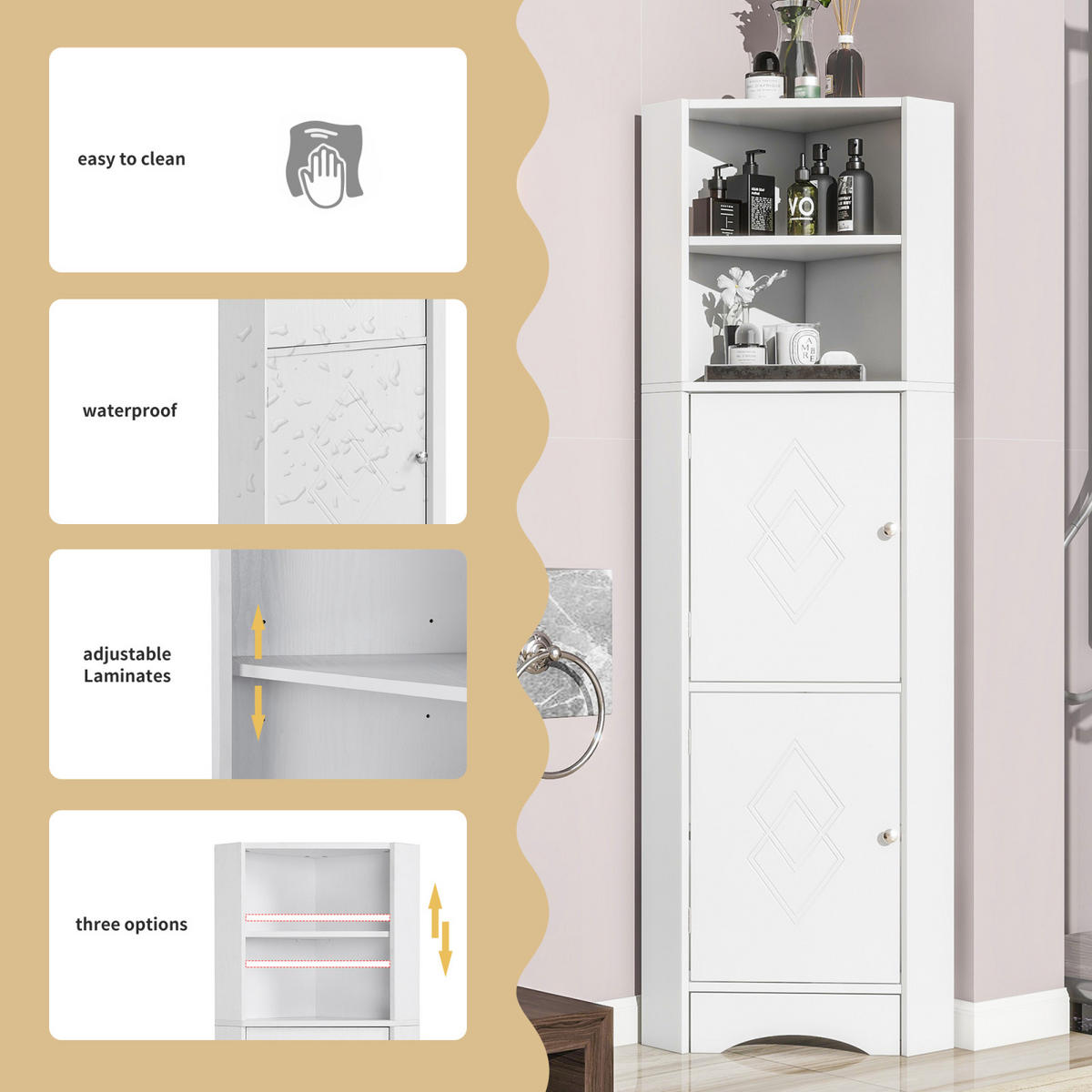 HOCHSCHRANK,BADSCHRANK 36,5/36,5/155 cm Weiß - Weiß, Holz (36/155/36cm) - PARAFTA HOME