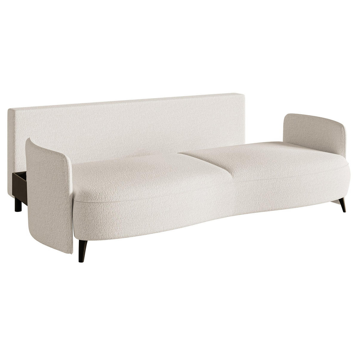 SOFA Raviolo Creme mit Bouclé-Bezug - Creme/Schwarz, Kunststoff/Textil (230/95/103cm) - Selsey