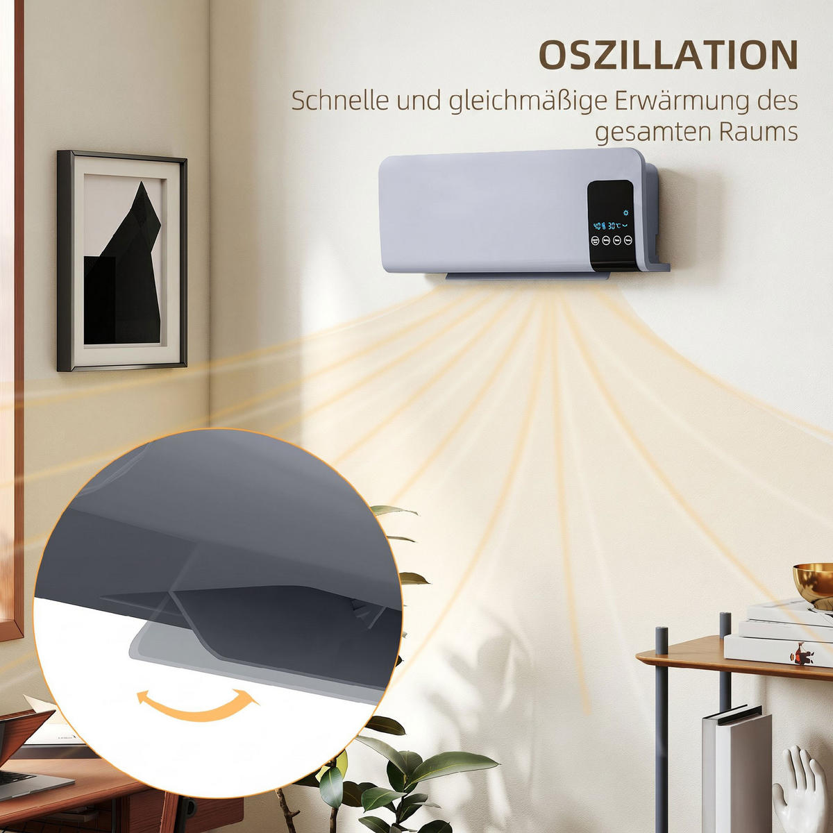 WANDHEIZGERÄT ABS Grau - Grau, Kunststoff (12/21.5/54.5cm) - HOMCOM