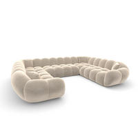 WOHNLANDSCHAFT Liva Creme Samtstoff U-Form XXL Panorama - Creme, Textil (316/70/258cm) - VAROYAL