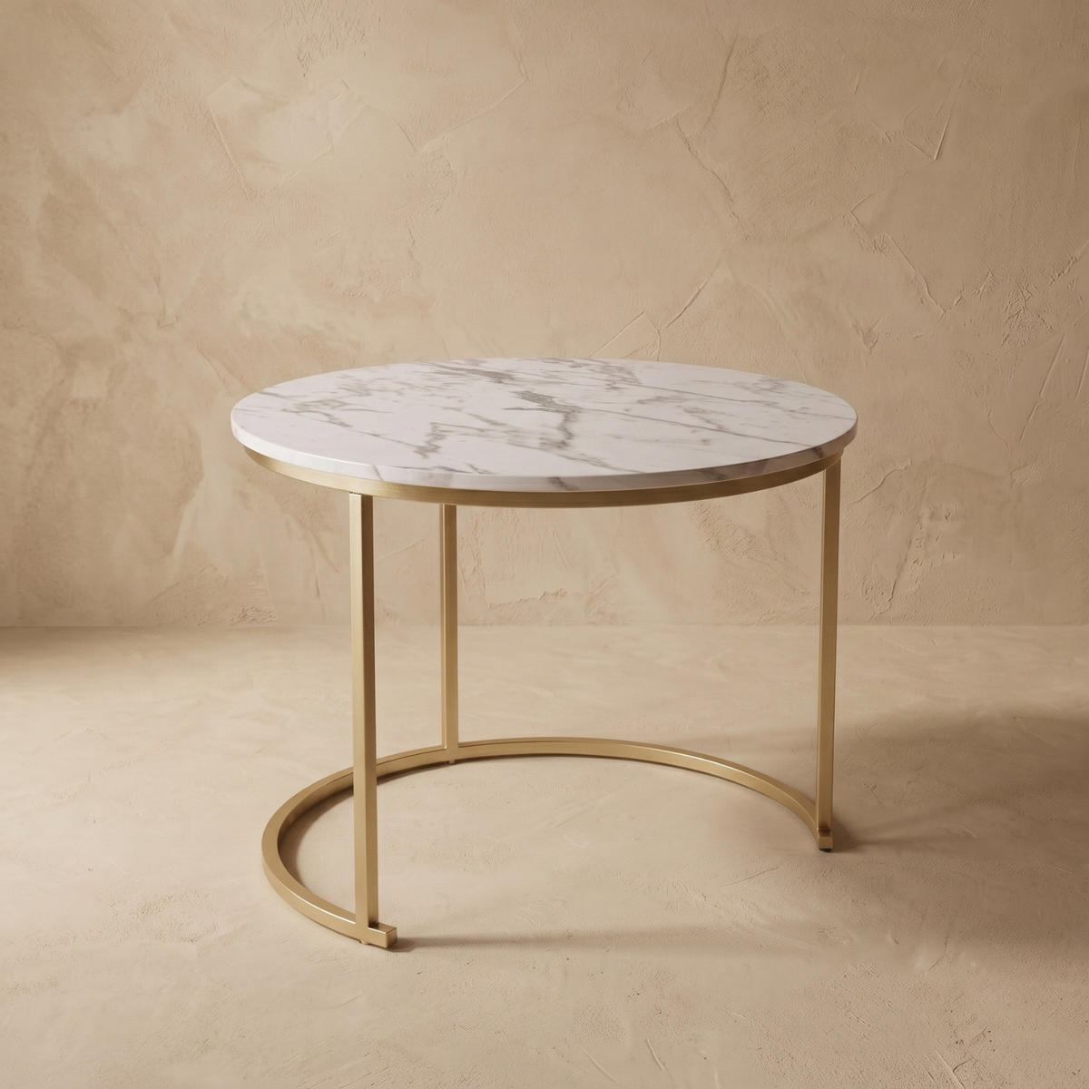 COUCHTISCH 2er-Set rund Gold, Weiß - Weiß, Metall (60/60/50cm) - SCENA LIVING