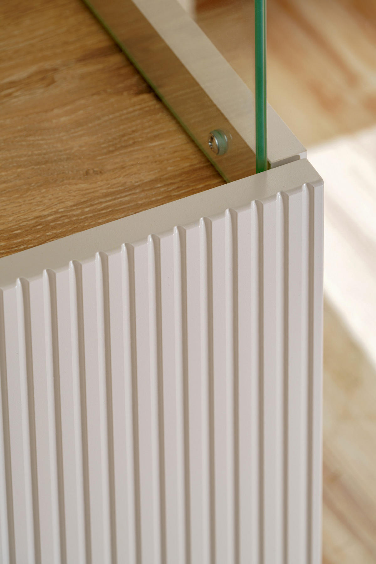 WOHNWAND Eiche, Kaschmir 4-teilig 350 cm, Schrankwand inklusive Beleuchtung - Kaschmir/Eichefarben, Glas/Holzwerkstoff (350/197/45cm) - Inn.Furn