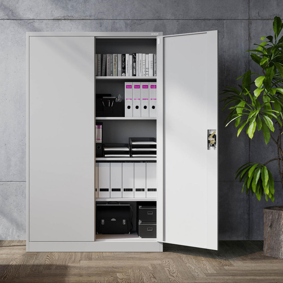 AKTENSCHRANK JAN II - Grau, Metall (115/185/40cm) - Jan Nowak
