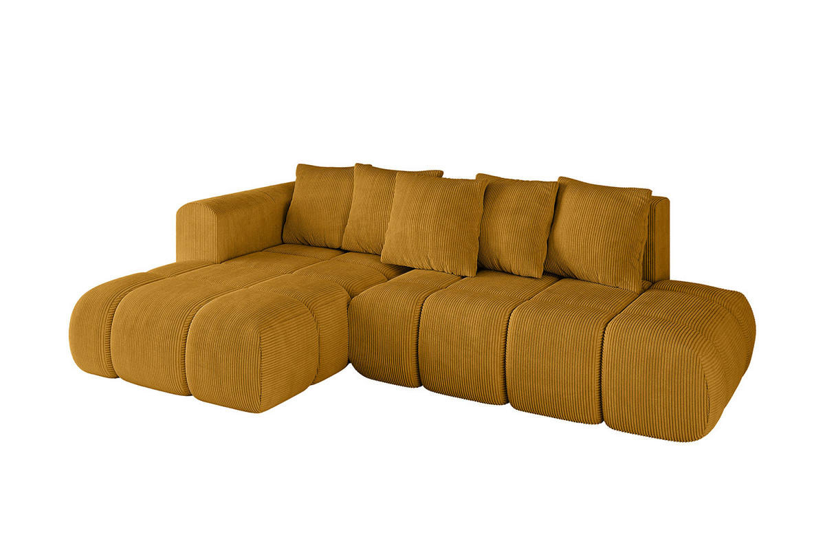 ECKSOFA Ottomane Links CLOUD-L-v1 289x180x40 Senfgelb Cord - Currygelb, Holzwerkstoff/Kunststoff (180/289cm) - ALTDECOR