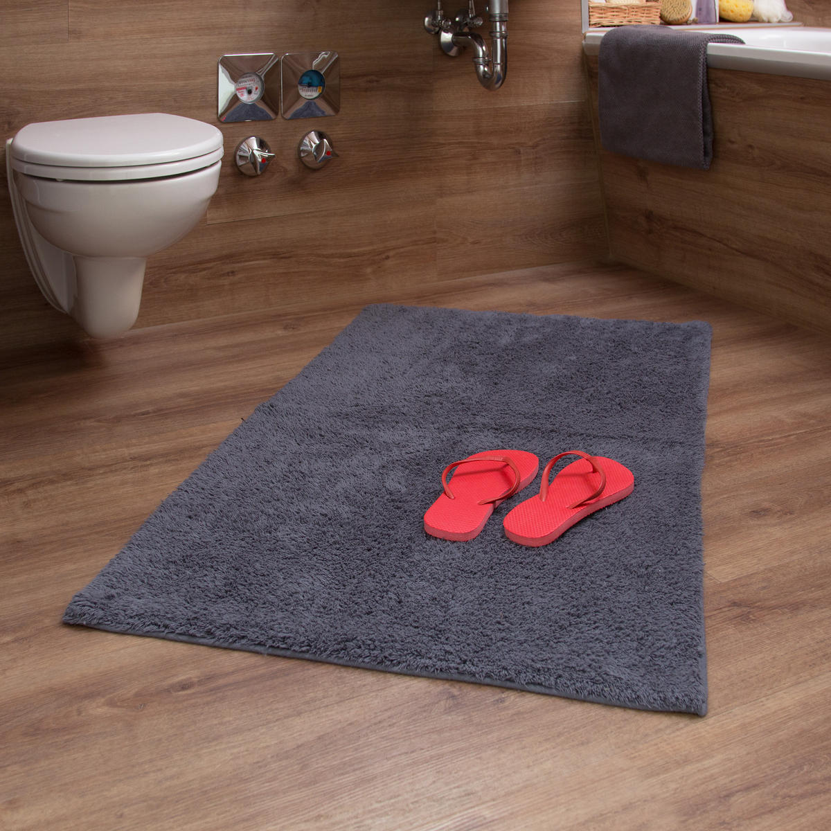 BADTEPPICH - Anthrazit, Textil (150/80cm) - Relaxdays
