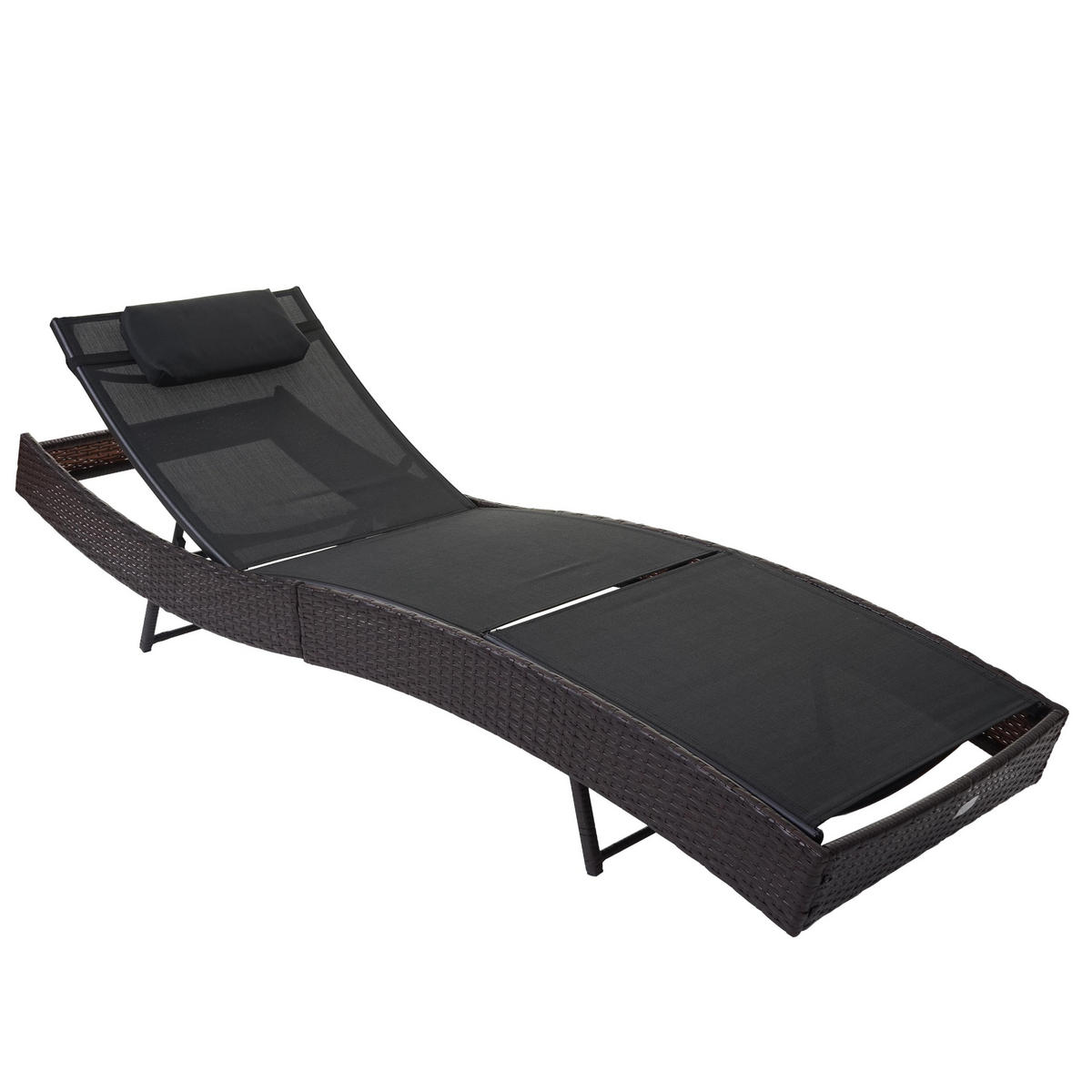 SONNENLIEGE Braun, Schwarz - Schwarz/Braun, Kunststoff (70/88/220cm) - MCW