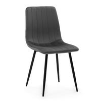 STUHL GELA gepolstert mit Steppung - grau - Samt Velours - Schwarz/Grau, Textil/Metall (45/89/53cm) - NEW HOME