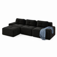 MODULSOFA aus Cord Schwarz 293x177x69 cm mit flexibler Anordnung - Schwarz, Textil (177/293cm) - IVMEU