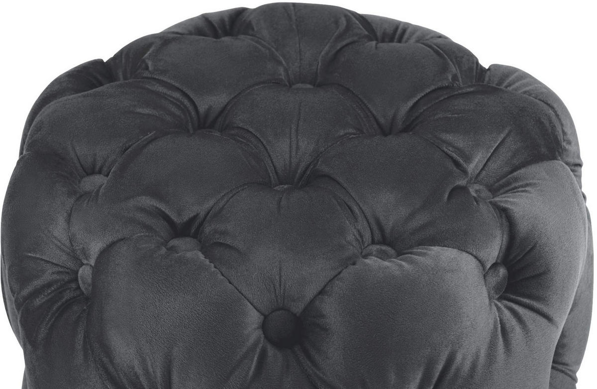 SITZHOCKER Bador Samt Dunkelgrau Hocker Schlafzimmer - Dunkelgrau, Textil (42/46/42cm) - DELUKE