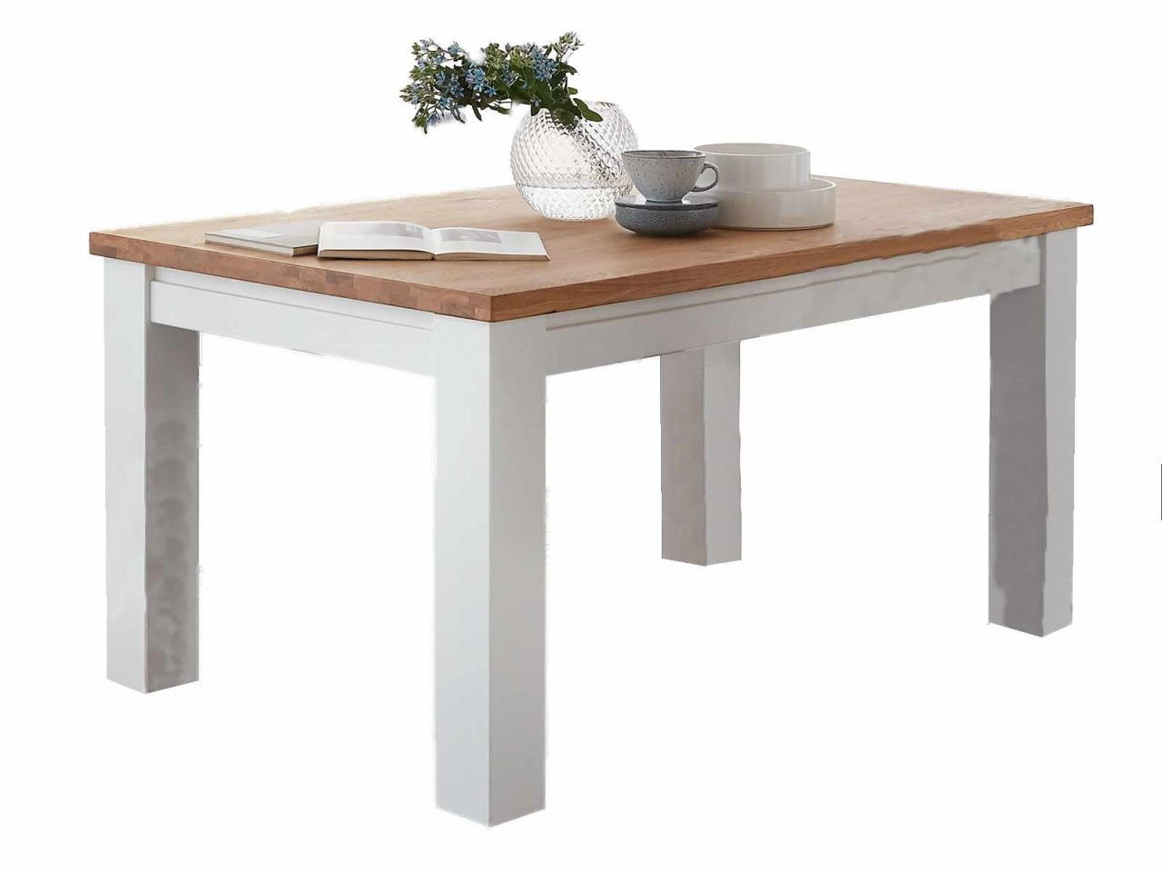 ESSTISCH weiß Olbia Wildeiche weiß 140/95/78 cm - Weiß/Braun, Holz (95/140/78cm) - Casamia Massive Möbel