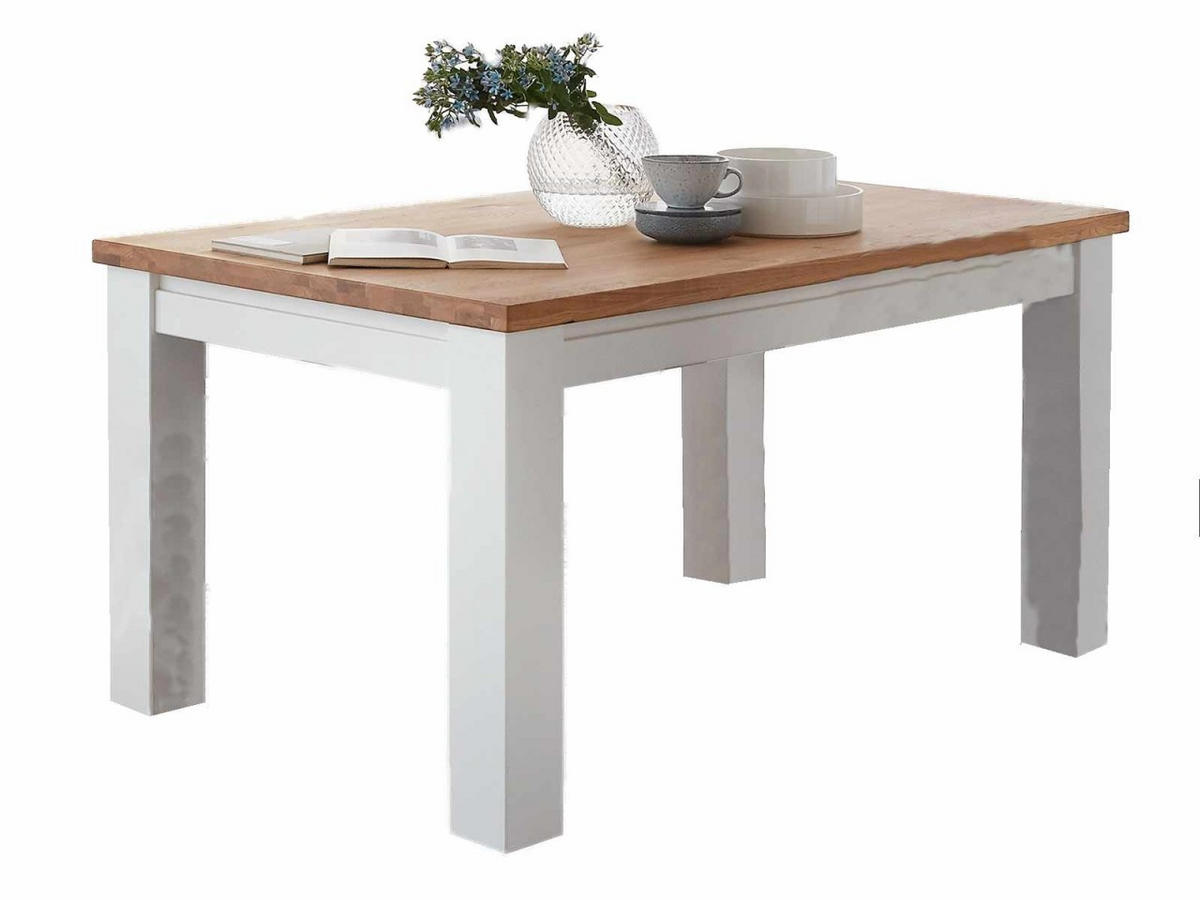 ESSTISCH weiß Olbia Wildeiche weiß 140/95/78 cm - Weiß/Braun, Holz (95/140/78cm) - Casamia Massive Möbel