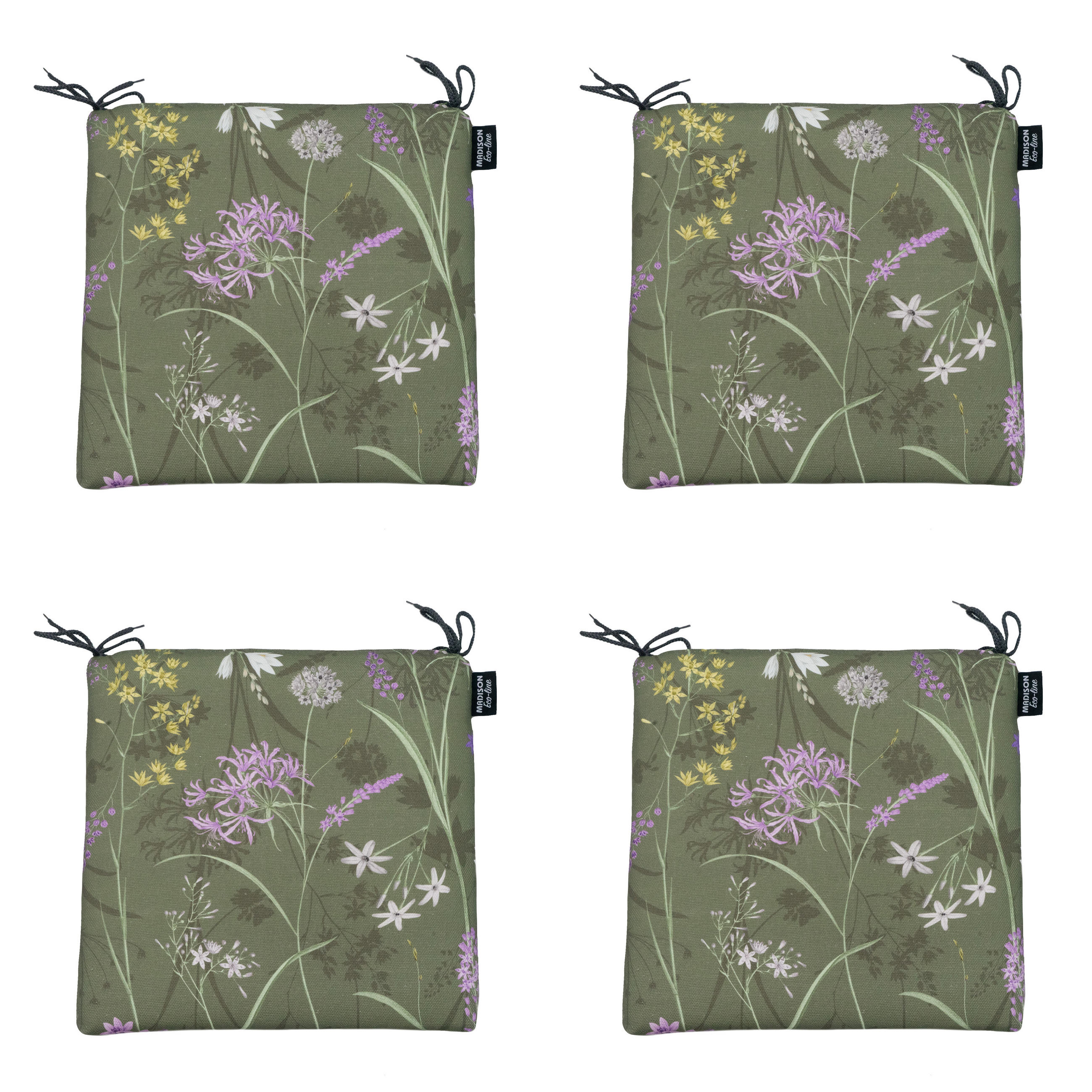 SITZKISSEN Eco-line - Grün - 40/40/4,5 cm - 4er-Set - Grün, Textil (40/4/40cm) - Madison