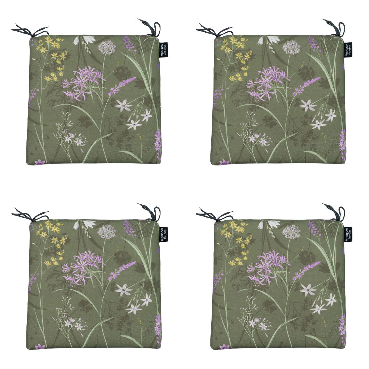 SITZKISSEN Eco-line - Grün - 40/40/4,5 cm - 4er-Set - Grün, Textil (40/4/40cm) - Madison