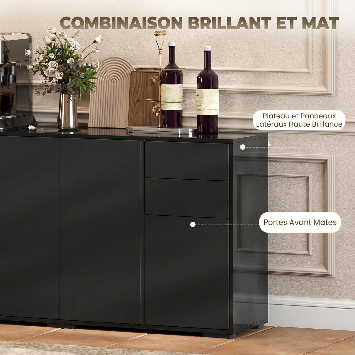 SIDEBOARD Schwarz 140/36/74 cm - Schwarz, Holzwerkstoff (36/74/140cm) - PANGIVO