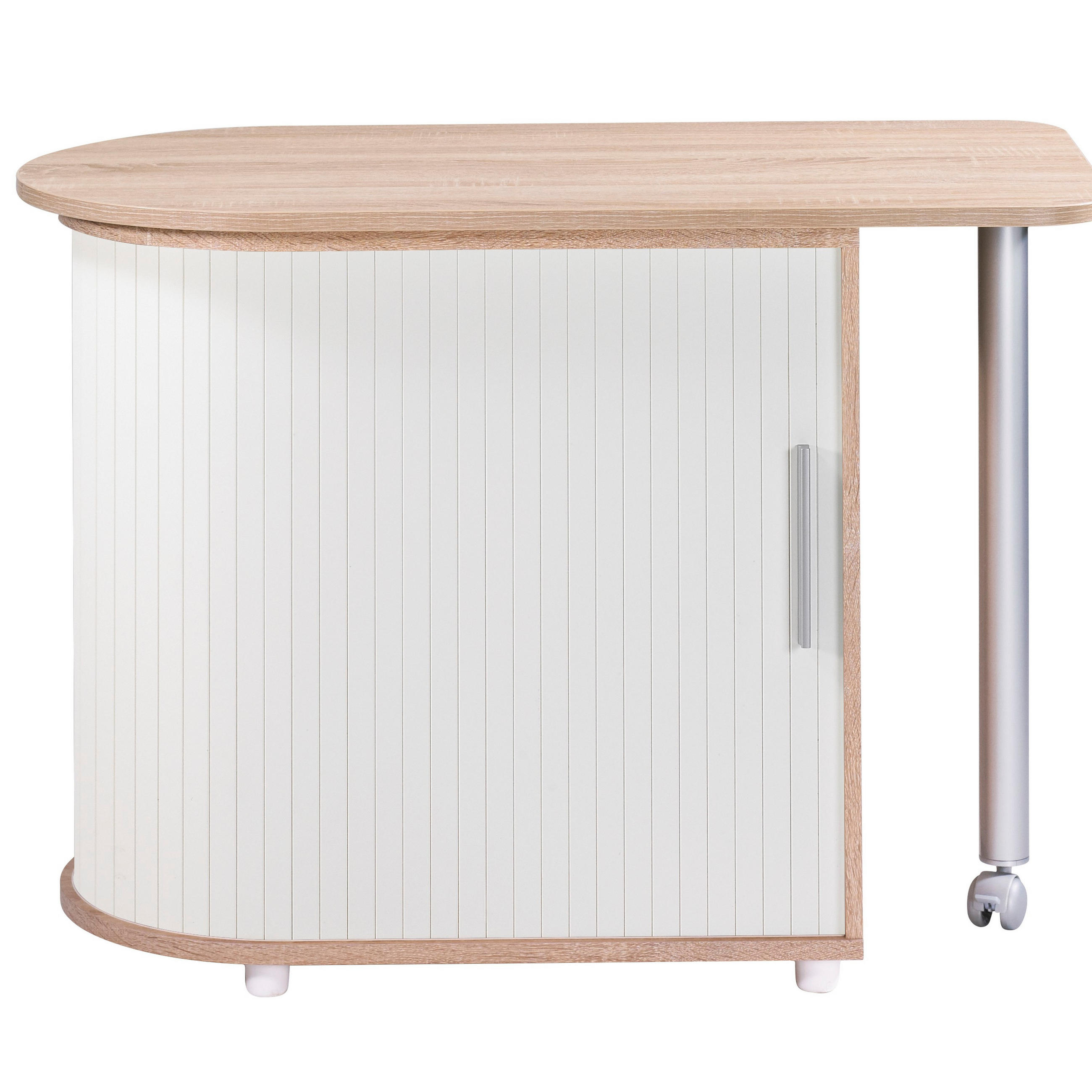 COMPUTERTISCH mit Rolladentür 55/131/75cm - Eichefarben/Weiß, Holzwerkstoff (55/131/75cm) - Simmob