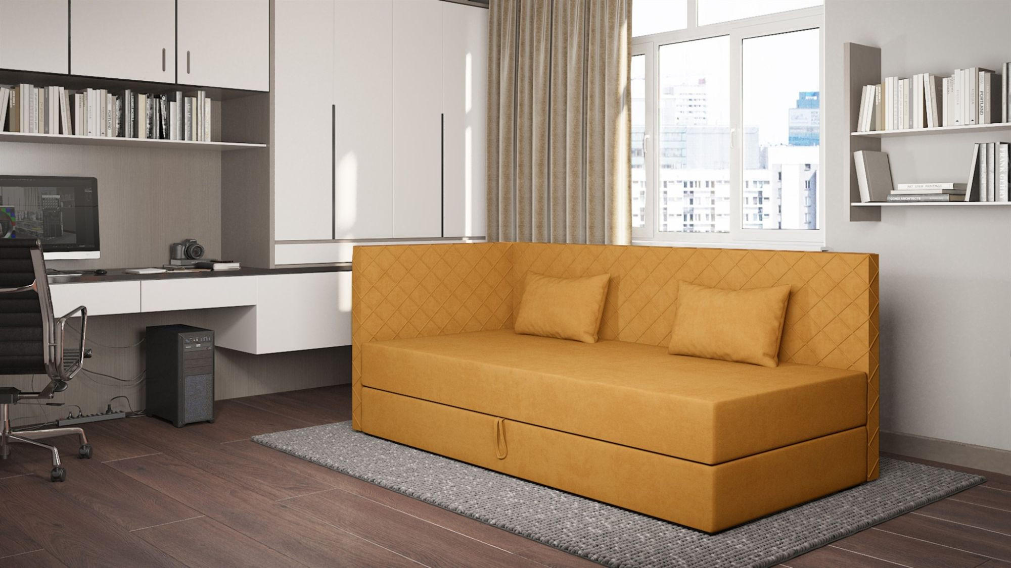 SOFA Liana In Opera - Gelb, Holzwerkstoff/Textil (207/90/97cm) - Fun Möbel