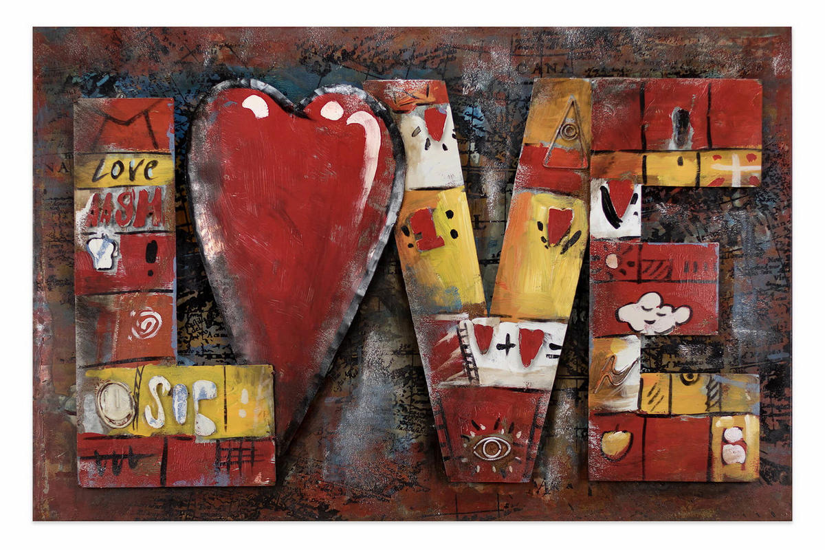 METALLBILD Rot 90/60 cm - Rot, Metall (4.5/60cm) - KUNSTLOFT