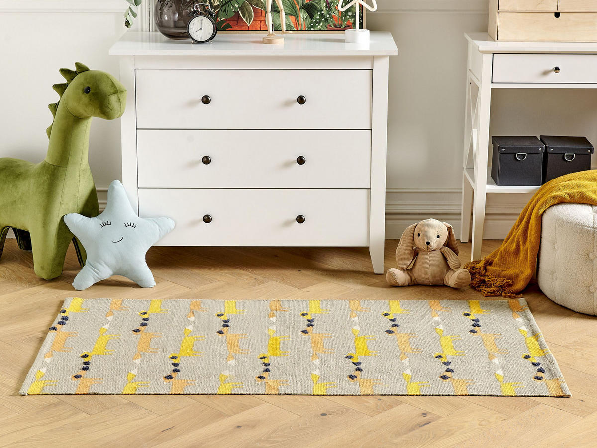 KURZFLOR-KINDERTEPPICH Bankgo 150/80 cm - Grau, Textil (80/150cm) - Beliani