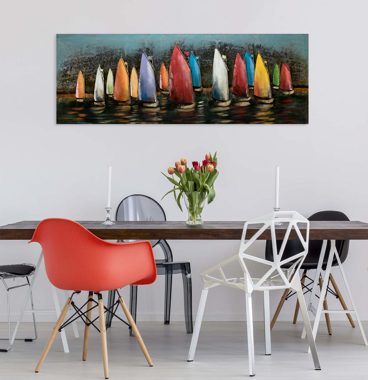 METALLBILD Bunt 144/44 cm - Multicolor, Metall (7.6/44cm) - KUNSTLOFT