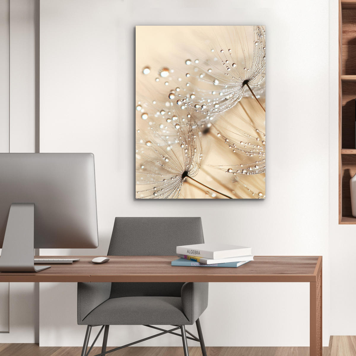 KOVOVÝ OBRAZ Púpava - Abstraktné - Príroda - Béžová 60x80 cm - hnedá, kov (60/80cm) - MuchoWow