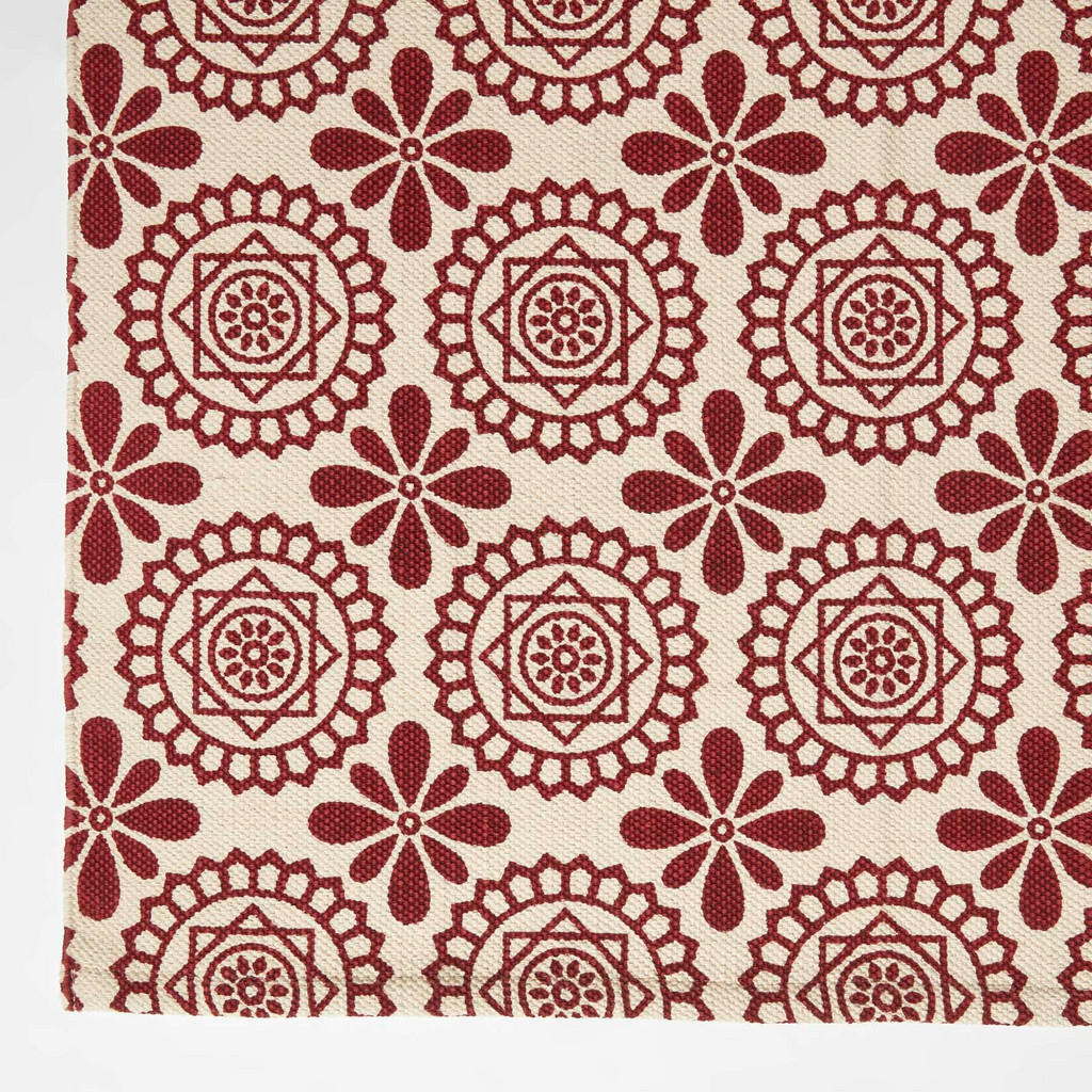 Thumbnail - Homescapes Baumwollteppich, Rot, Textil, Grafikmuster, Rechteckig, 90x150 cm, Teppiche & Böden, Teppiche, Flachgewebe-Te...