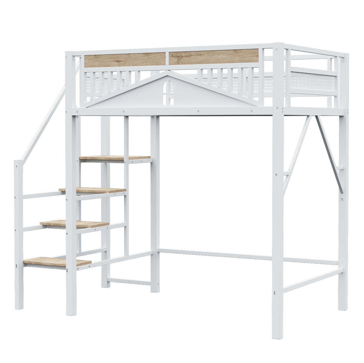 PATROVÁ postel 140/200 cm bílá s bezpečnostním žebříkem a úložným prostorem - bílá, kov (140/200cm) - OKWISH