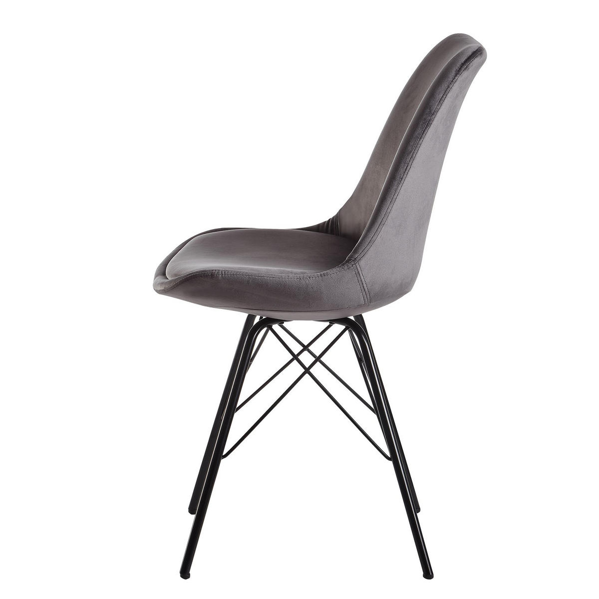 ESSZIMMERSTUHL 2er Set mit Metallgestell Skandinavisch gepolstert, Grau-Schwarz 58x48x86 cm - Schwarz/Grau, Textil/Metall (58/86/48cm) - KADIMA DESIGN