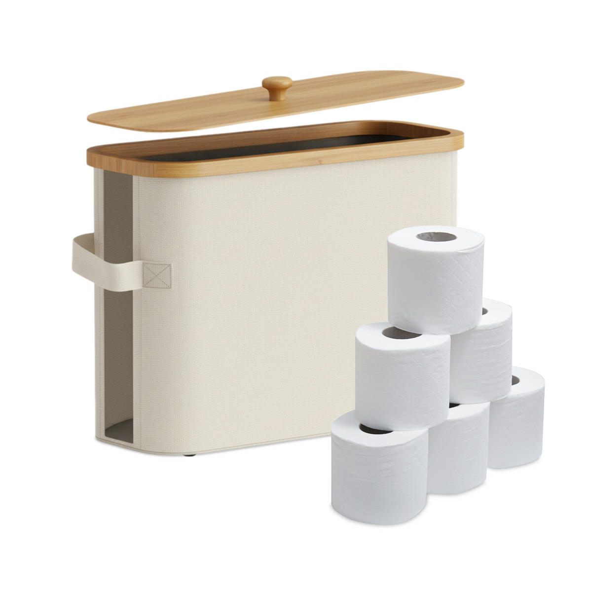 TOILETTENPAPIER-AUFBEWAHRUNG - Beige, Holz/Kunststoff (45/33/16cm) - Relaxdays