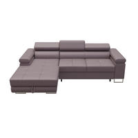 ECKSOFA VEMO MINI Links Hellrosa Velour-Stoff Kompakter Komfort für Wohnräume - Pink, Textil (235/175cm) - Barchello