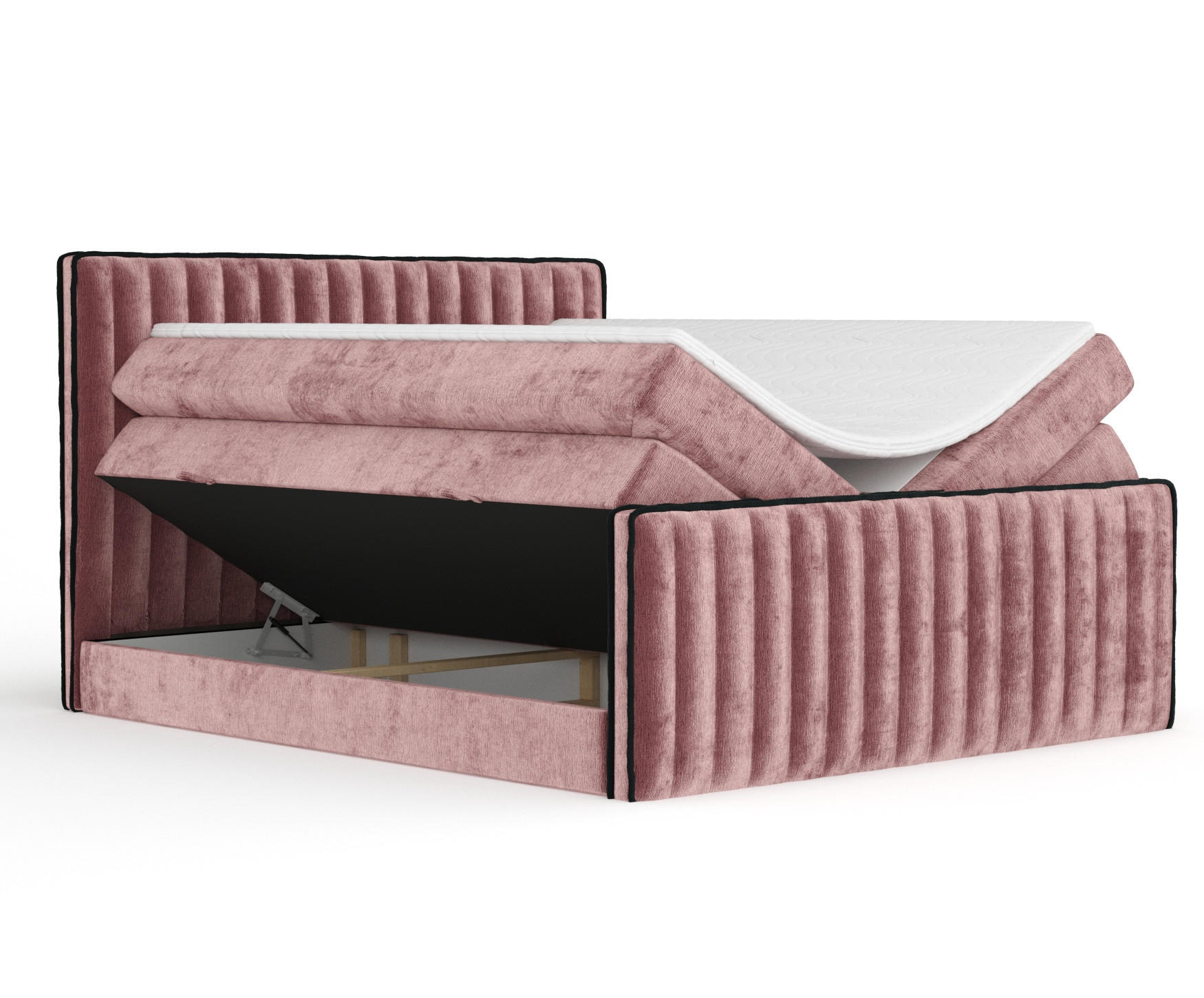 BOXSPRINGBETT Nocturne Rosa 160/200 cm - Schwarz/Rosa, Holz/Holzwerkstoff (160/200cm) - Maison de Reve