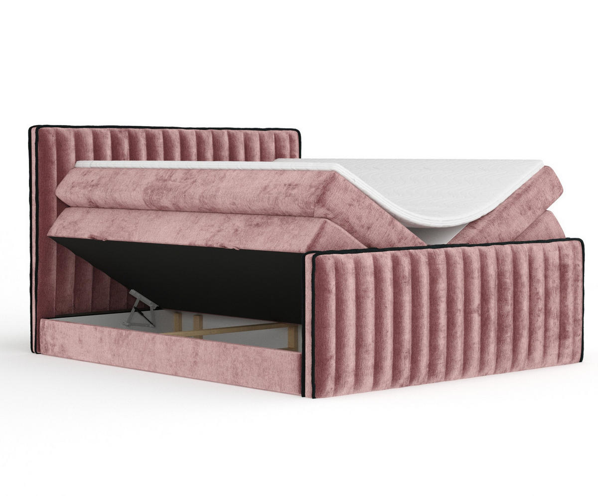BOXSPRINGBETT Nocturne Rosa 140/200 cm - Schwarz/Rosa, Holz/Holzwerkstoff (140/200cm) - Maison de Reve