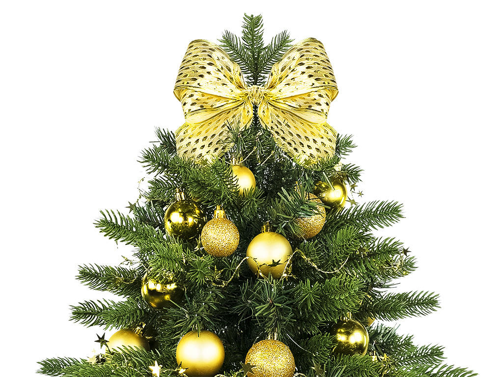 WEIHNACHTSBAUM künstlicher 60 cm mit LED-Beleuchtung, GOLDWEIHNACHTEN II, mit 34 Weihnachtsbaumschmuck, Pflanztopf mit Jutesack - Goldfarben/Grün, Kunststoff/Stein (40/60cm) - LAALU