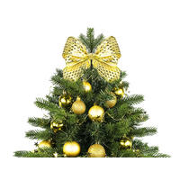 WEIHNACHTSBAUM künstlicher 60 cm mit LED-Beleuchtung, GOLDWEIHNACHTEN II, mit 34 Weihnachtsbaumschmuck, Pflanztopf mit Jutesack - Goldfarben/Grün, Kunststoff/Stein (40/60cm) - LAALU