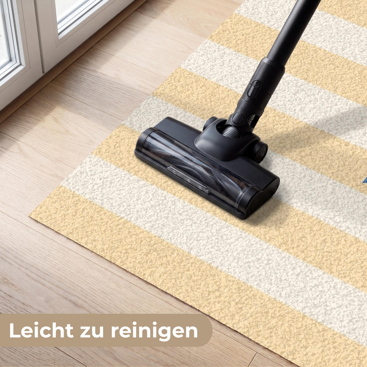 FUSSMATTE Blau – Gelb – Streifen – La Dolce Vita 180x120 cm - Hellgelb, Kunststoff (180/0.4cm) - MuchoWow