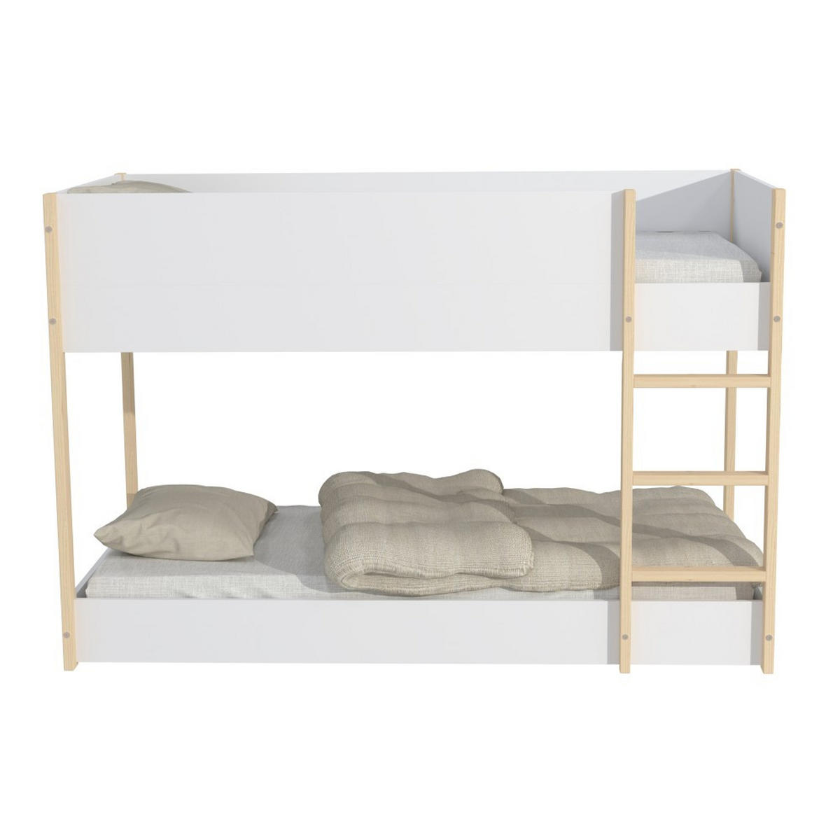 ETAGENBETT BOB / 90x190cm - Weiß und helles Holz - Hellbraun/Weiß, Holz (90/190cm) - Weber Industries