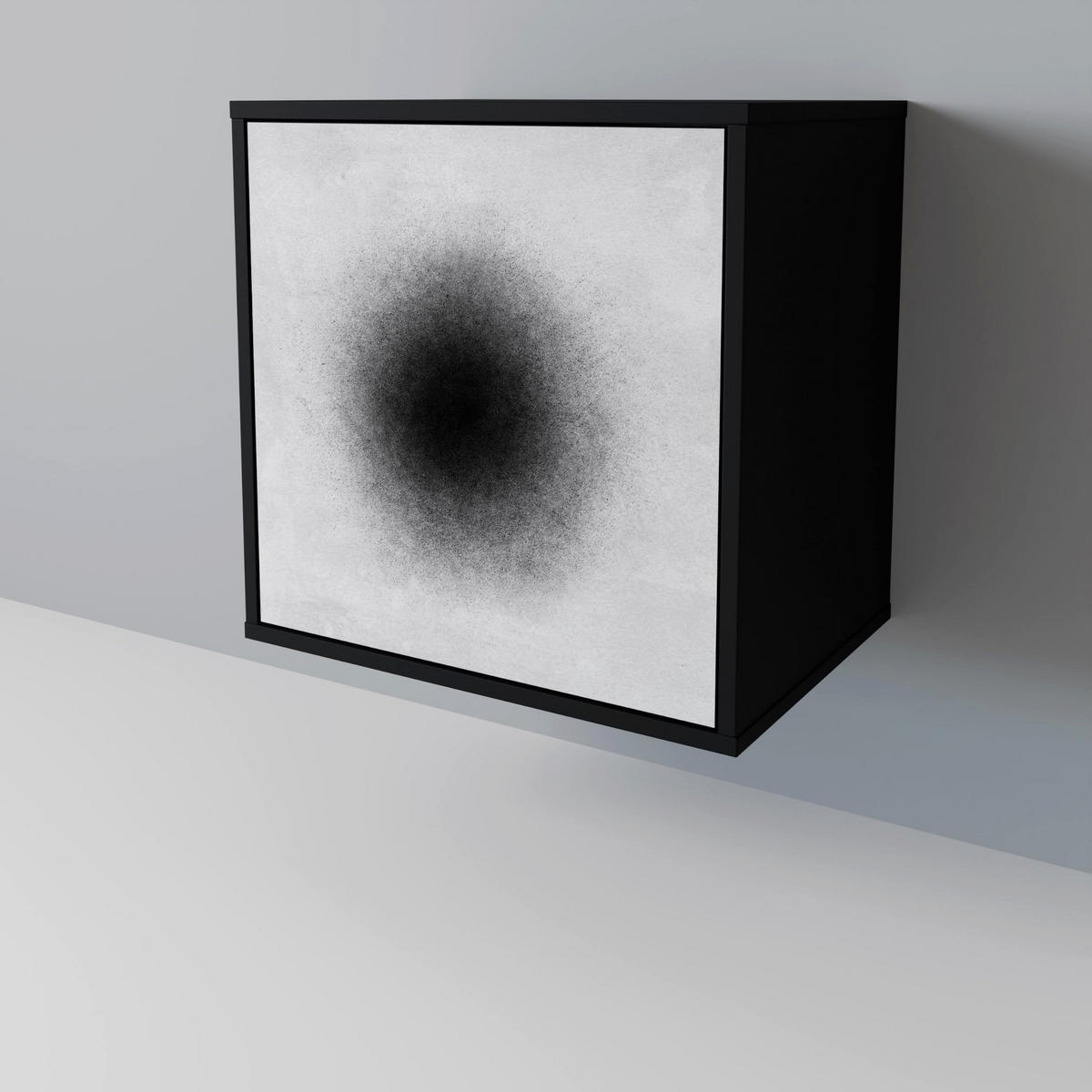 SIDEBOARD BLACK HOLE, Schwarz, 57,5x42x70,5 cm, Schwarze Metall-Sternfüße - Multicolor/Schwarz, Holzwerkstoff/Metall (57.5/70.5/42cm) - SpaceRebels