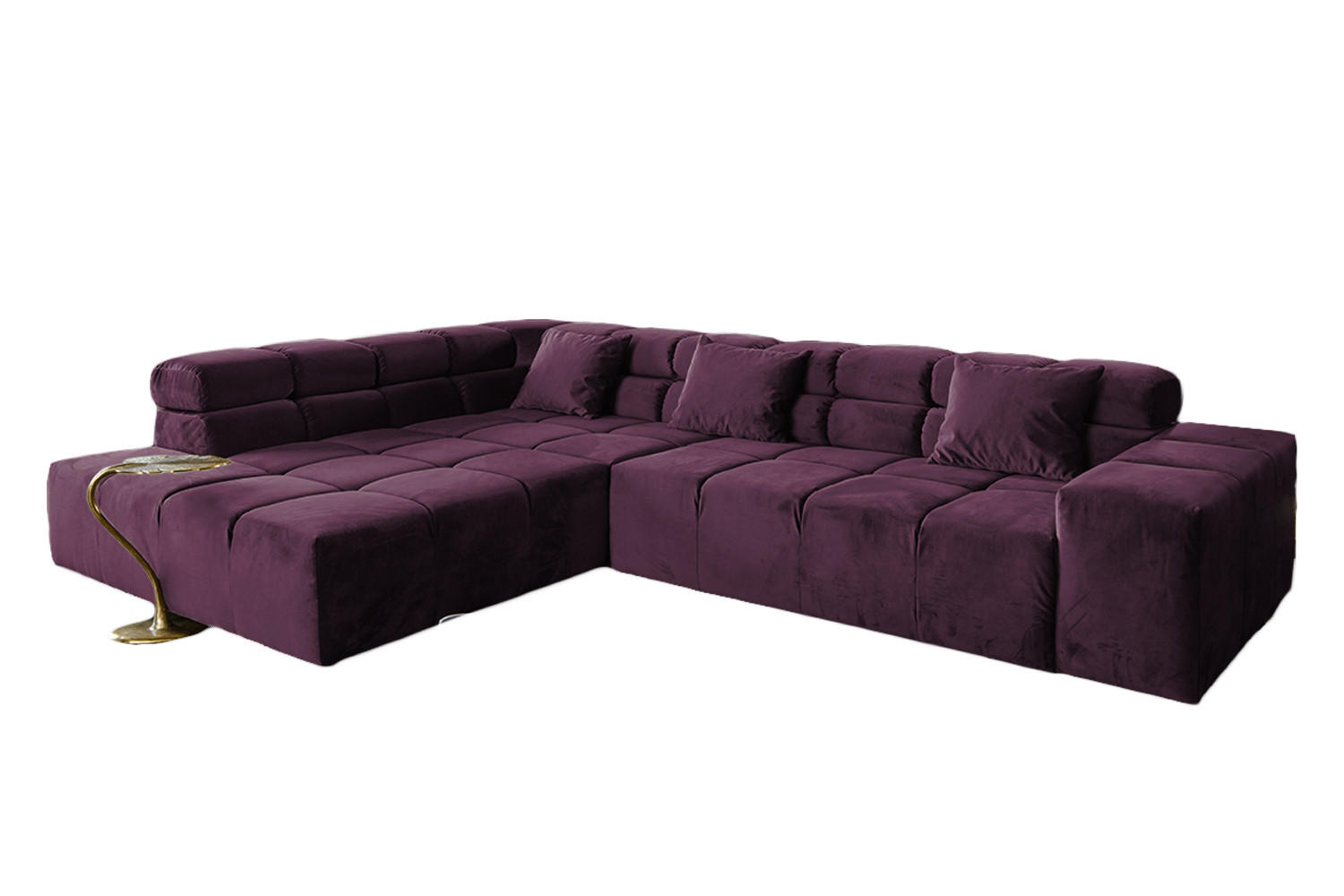 ECKSOFA NEVADA Violett Velvet - Violett/Schwarz, Textil (319/215cm) - KAWOLA