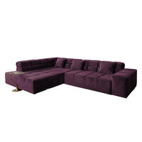 ECKSOFA NEVADA Violett Velvet - Violett/Schwarz, Textil (319/215cm) - KAWOLA
