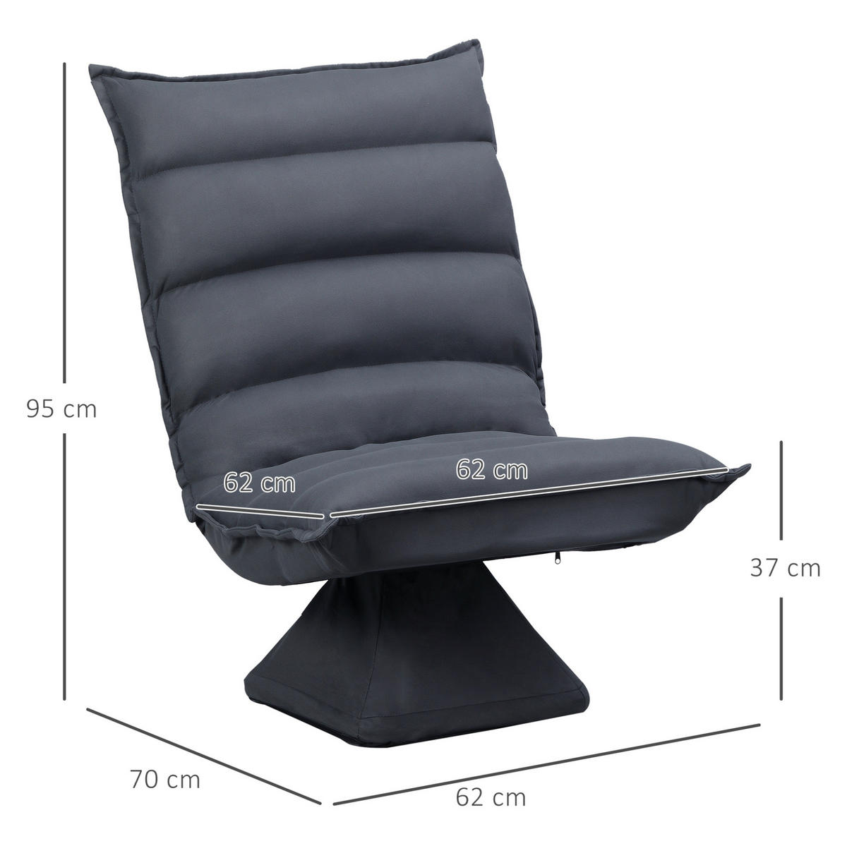 BODENSESSEL Mikrofaserbezug 360° drehbar, 5-fach verstellbare Rückenlehne 70/62/95 cm Dunkelgrau - Dunkelgrau, Metall (70/95/62cm) - Redom