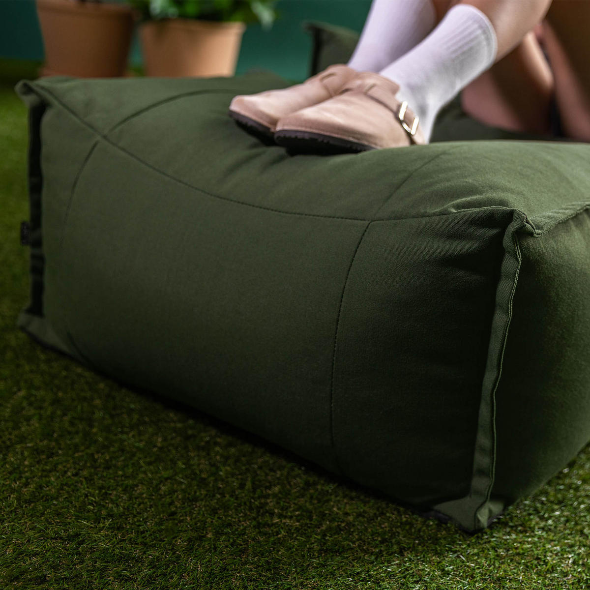 SITZSACK Outdoor-Sessel Alto + Hocker - Grün, Textil (94/75/94cm) - icon