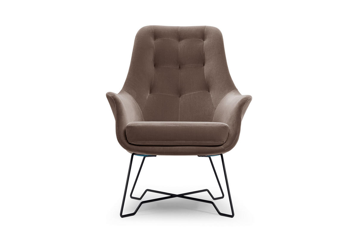 SESSEL SEDUTA, Modern Polstersessel Loungesessel, Velours-Stoff Braun - Braun, Holz/Metall (72.5/101.5/83cm) - MASSENO