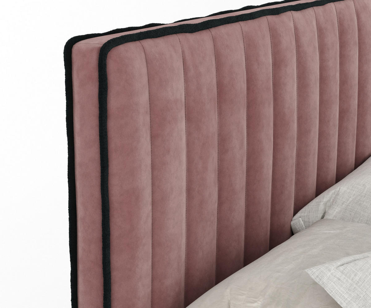 BOXSPRINGBETT Nocturne Rosa 160/200 cm - Schwarz/Rosa, Holz/Holzwerkstoff (160/200cm) - Maison de Reve