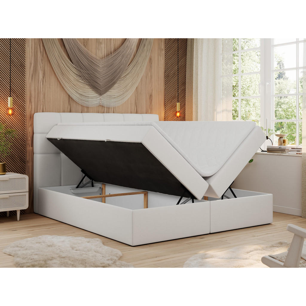 Thumbnail - MKS Boxbett, Weiß, Textil, 2-Sitzer, H4, Rechteckig, 180x200 cm, Schlafzimmer, Betten, Boxspringbetten